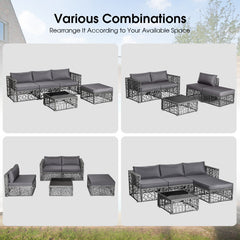 5 Pieces Patio PE Rattan Wicker Sofa Furniture Set