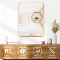Metal Framed Bathroom Mirror with Rounded Corners