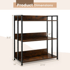 3/5-Tier Industrial Bookshelf Storage Shelf Display Rack with Adjustable Shelves
