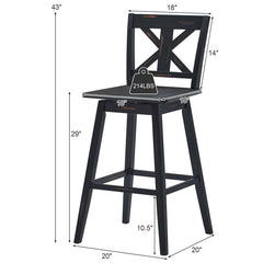 Set of 2 29 Inch 360-Degree Swivel Bar Stools for Home Restaurant