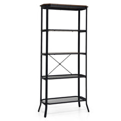 Industrial 5-Layer Bookshelf with Out-Stretched Legs