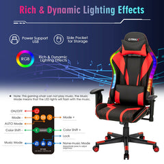 Gaming Chair Adjustable Swivel Computer Chair with Dynamic LED Lights
