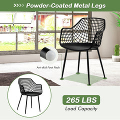 Set of 4 Heavy Duty Modern Dining Chair with Airy Hollow Backrest