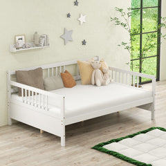 Wooden Full Size Daybed Frame with Guardrails