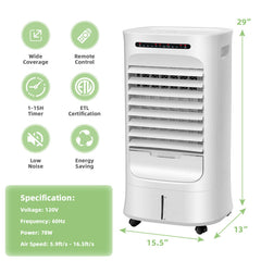 4-in-1 Portable Evaporative Air Cooler with Timer and 3 Modes