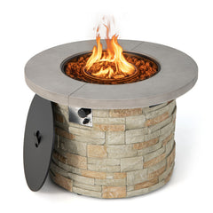 36 Inch Propane Gas Fire Pit Table with Lava Rock and PVC cover
