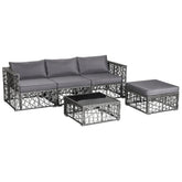 5 Pieces Patio PE Rattan Wicker Sofa Furniture Set