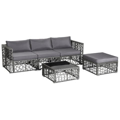 5 Pieces Patio PE Rattan Wicker Sofa Furniture Set