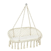 2 Person Hanging Hammock Chair Macrame Swing with Zippered Cushion