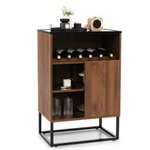 Wine Storage Cabinet Buffet Sideboard with Adjustable Shelf Sliding Door