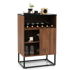 Wine Storage Cabinet Buffet Sideboard with Adjustable Shelf Sliding Door