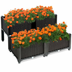 Set of 4 Elevated Flower Vegetable Grow Planter Box