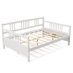 Wooden Full Size Daybed Frame with Guardrails