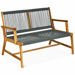 2-Person Acacia Wood Yard Bench for Balcony and Patio