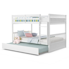 Full over Full Bunk Bed Platform Wood Bed with Ladder