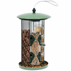 3-in-1 Metal Hanging Wild Bird Feeder with 4 Feeding Ports and Perches