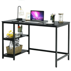 47/55 Inch Computer Desk Office Study Table Workstation Home with Adjustable Shelf Black