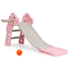 3-in-1 Baby Play Climber Slide Set with Basketball Hoop