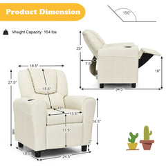 Children's PU Leather Recliner Chair with Front Footrest