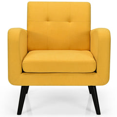Modern Upholstered Comfy Accent Chair with Rubber Wood Legs