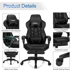Adjustable Gaming Chair with Footrest for Home Office