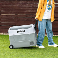 58 Quarts Car Refrigerator Portable RV Freezer Dual Zone with Wheel