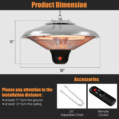 1500W Electric Hanging Ceiling Mounted Infrared Heater with Remote Control