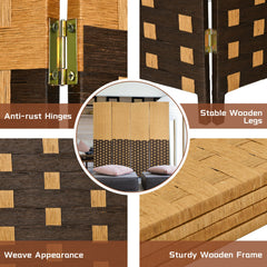 4 Panel Portable Folding Hand-Woven Wall Divider Suitable for Home Office