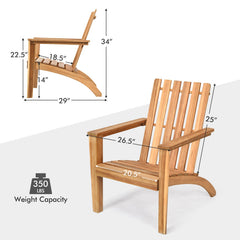 Outdoor Patio Acacia Wood Adirondack Lounge Armchair