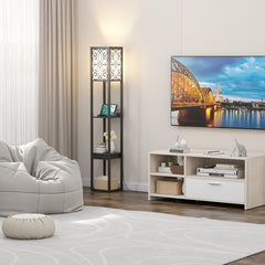 Modern Standing Shelf Lamp with 1 Power Outlet and 2 USB Ports