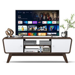 Sliding Door TV Stand with Adjustable Shelf for TVs up to 55 Inch