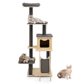 5-Tier Modern Wood Cat Tower with Washable Cushions