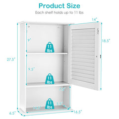 Bathroom Wall Mount Storage Cabinet Single Door with Height Adjustable Shelf