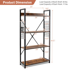 4 -Tier Industrial Open Storage Bookshelf