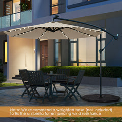 10 Feet Solar Offset Hanging Umbrella with 40 Lamp Beads and Solar Panel