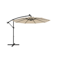 10 Feet Solar Offset Hanging Umbrella with 40 Lamp Beads and Solar Panel