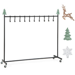 10-Hook Christmas Stocking Holder Stand on Wheels Freestanding Rack