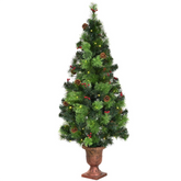 3/4/5 Feet LED Christmas Tree with Red Berries Pine Cones