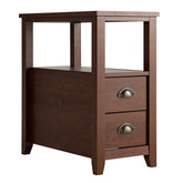 23.5 x 12 Inch Rectangular Wooden Nightstand with 2 Drawers and Shelf