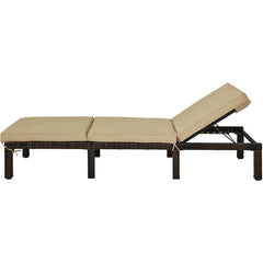 Paito Wicker Chaise Lounger with Adjustable Backrest and Cushion