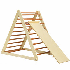 Foldable Wooden Triangle Climber with Reversible Ramp for Kids