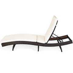 Patio Folding Chaise Lounge with 5 Adjustable Levels and Cushion