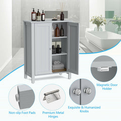 2-Door Bathroom Floor Storage Cabinet Space Saver Organizer