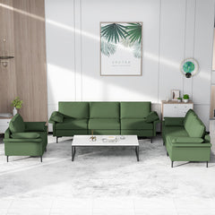 Large 3-Seat Sofa Sectional with Metal Legs and 2 USB Ports for 3-4 people