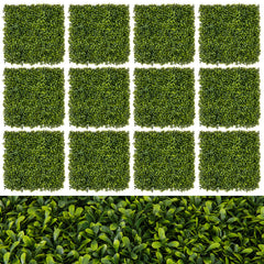 12-Pieces 20 Inch x 20 Inch Artificial Hedge Boxwood Panels