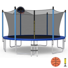 12/14/15/16 Feet Outdoor Recreational Trampoline with Ladder and Enclosure Net