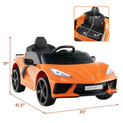 12V Electric Kids Ride On Car Licensed Chevrolet Corvette C8 with Remote Control Ages 3+ Years Old