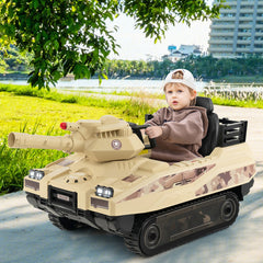 12V Electric Kids Ride On Tank with Rotatable Turret and 8 Missiles for Kids Aged 37-95 Months Old