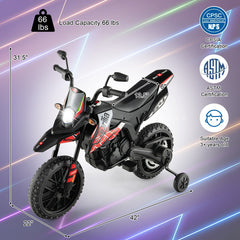 Aprilia Licensed Kids Ride On Motorcycle with 2 Training Wheels and Lights