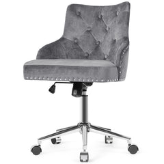 Tufted Upholstered Swivel Computer Desk Chair with Nailed Tri